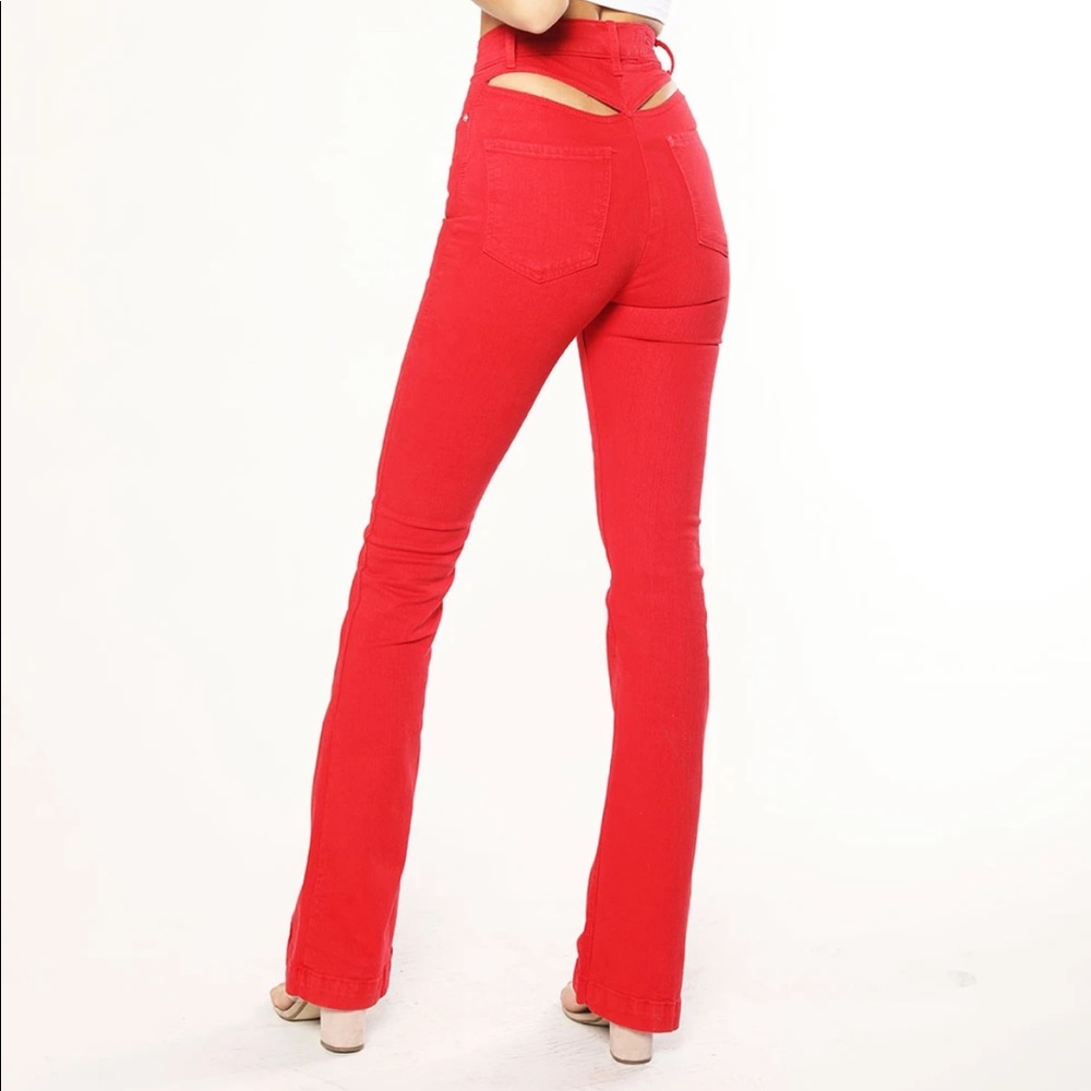 Revice Denim Avalon Roses Red Flare Size 27 NWT